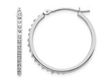 Accent Diamond Small Round Hoop Earrings in 14K White Gold (1 Inch)